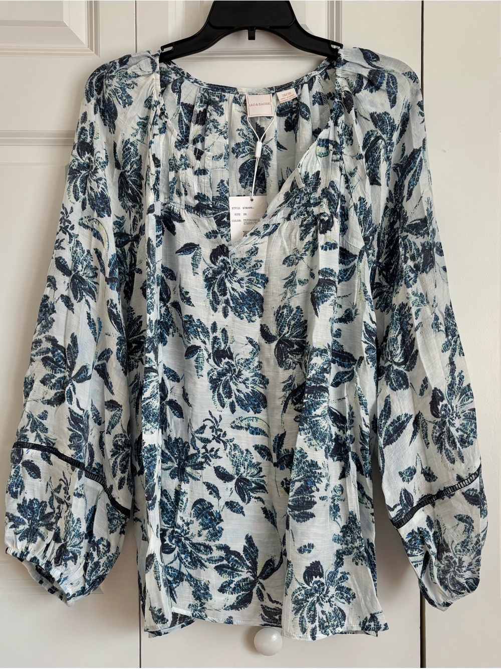 Zac & Rachel Blue Floral Peasant Tunic - Picture 2 of 7